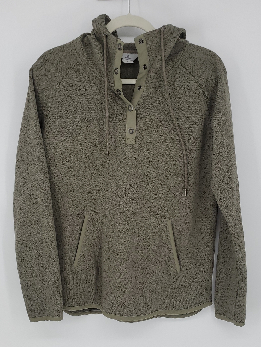 Ascend Mens Olive Green Hooded Henley Pullover